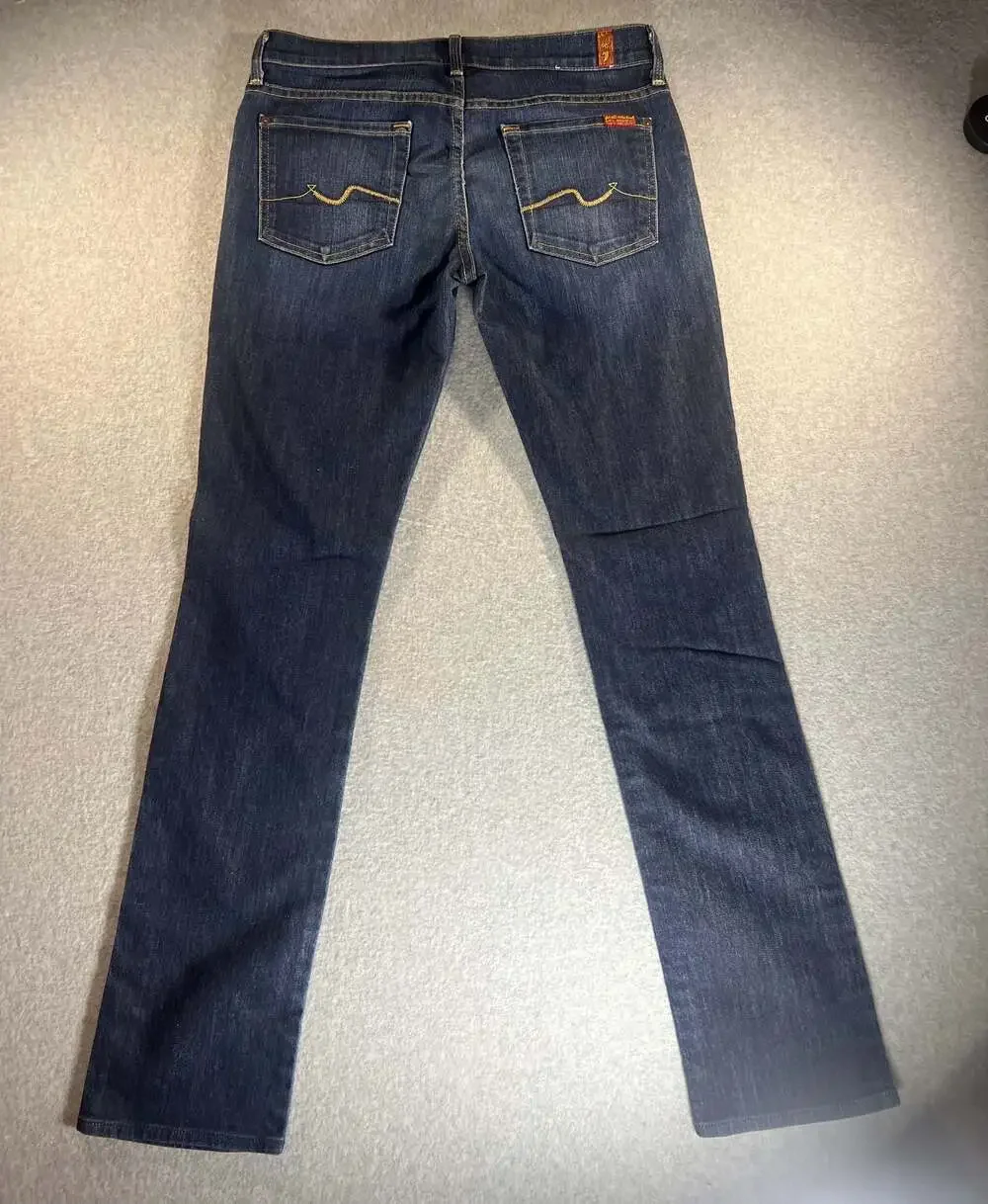 7 For All Mankind Jeans‎ Women 28 The Straight Leg Mid Rise Stretch Blue Denim
